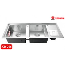 CHẬU RỬA INOX 2 HỘC CÓ CÁNH, RỔ RÁC KASSANI KD-206 CHẬU RỬA INOX 2 HỘC CÓ CÁNH, RỔ RÁC KASSANI KD-206